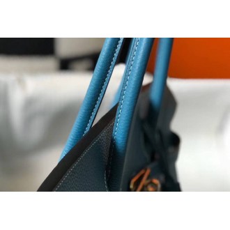 Hermes Blue Jean Clemence Birkin 35cm Bag