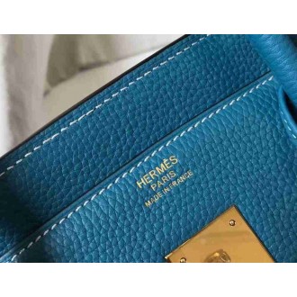 Hermes Blue Jean Clemence Birkin 35cm Bag