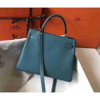 Hermes Blue Jean Clemence Kelly 28cm Bag