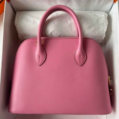 Hermes Bolide 1923 25 Handmade Bag in Rose Sakura Epsom Calfskin