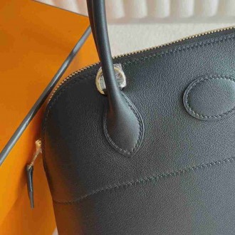Hermes Bolide 1923 27 Handmade Bag in Black Swift Calfskin