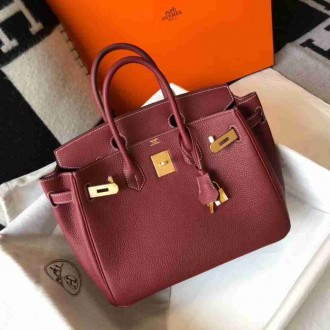 Hermes Bordeaux Clemence Birkin 30cm Bag
