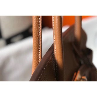 Hermes Brown Clemence Birkin 30cm Bag