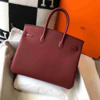 Hermes Bordeaux Clemence Birkin 35cm Bag