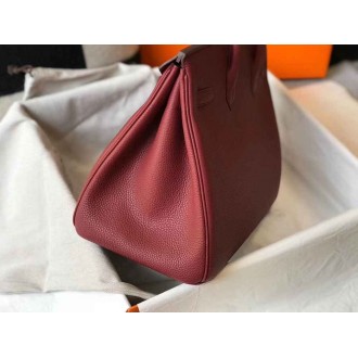 Hermes Bordeaux Clemence Birkin 35cm Bag