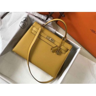 Hermes Yellow Epsom Kelly 32cm Sellier Bag