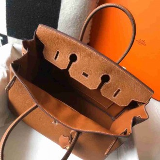 Hermes Brown Clemence Birkin 35cm Bag