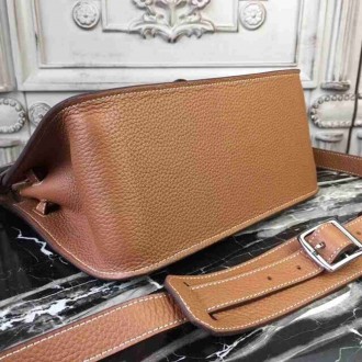 Hermes Brown Clemence Jypsiere 28cm Bag