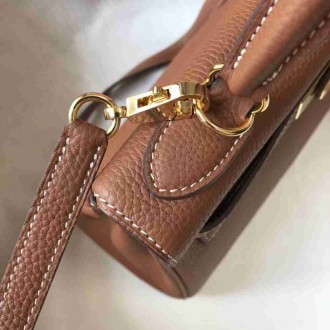 Hermes Brown Clemence Kelly 28cm Bag