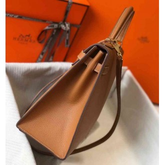 Hermes Brown Epsom Kelly 32cm Sellier Bag