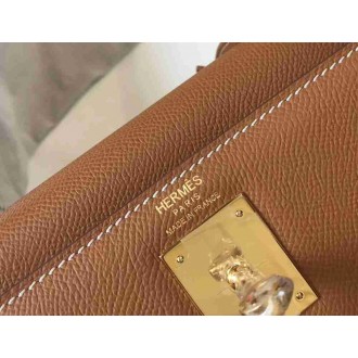 Hermes Brown Epsom Kelly 32cm Sellier Bag