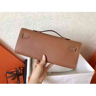 Hermes Brown Epsom Kelly Cut Handmade Bag