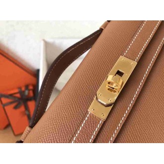 Hermes Brown Epsom Kelly Cut Handmade Bag