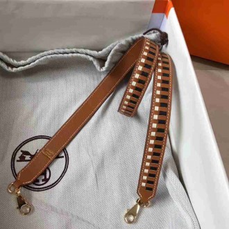 Hermes Brown Tressage Cuir 25MM Bag Strap