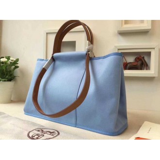 Hermes Cabag Elan Bag In Celeste Canvas