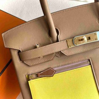 Hermes Colormatic Birkin 30 Bag in Chai, Yelow and Blue Swift Leather