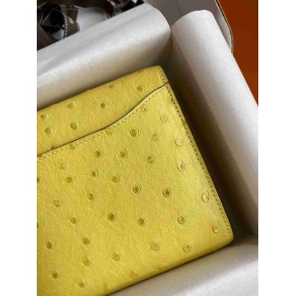 Hermes Constance To Go Wallet in Lime Ostrich Leather