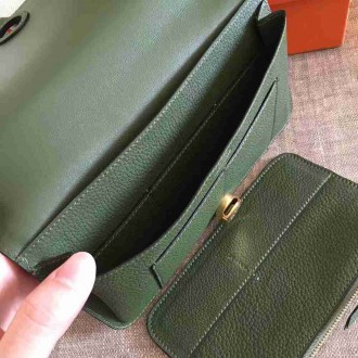 Hermes Dark Green Dogon Duo Combined Wallet