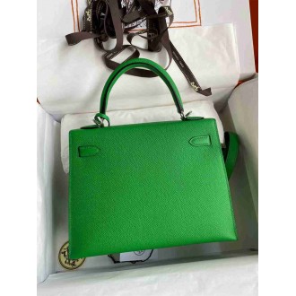 Hermes Epsom Kelly 25cm Sellier Handmade Bambou Bag