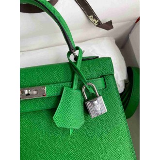 Hermes Epsom Kelly 25cm Sellier Handmade Bambou Bag