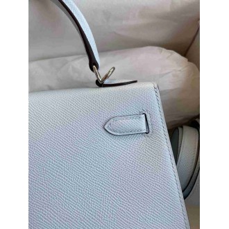 Hermes Epsom Kelly 25cm Sellier Handmade Blue Brume Bag