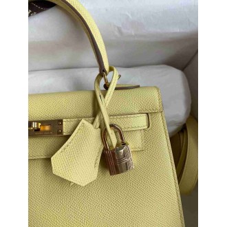 Hermes Epsom Kelly 25cm Sellier Handmade Jaune Poussin Bag