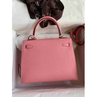 Hermes Epsom Kelly 25cm Sellier Handmade Rose Confetti Bag