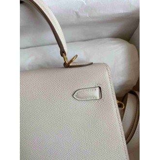 Hermes Epsom Kelly 25cm Sellier Handmade White Bag