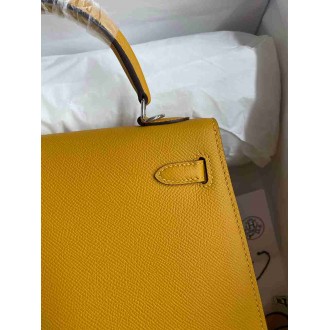 Hermes Epsom Kelly 25cm Sellier Handmade Yellow Bag