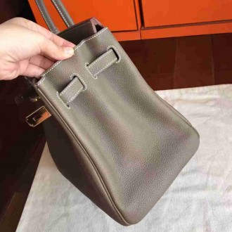 Hermes Etoupe Clemence Birkin 40cm Handmade Bag