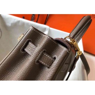 Hermes Etoupe Clemence Kelly 25cm GHW Bag