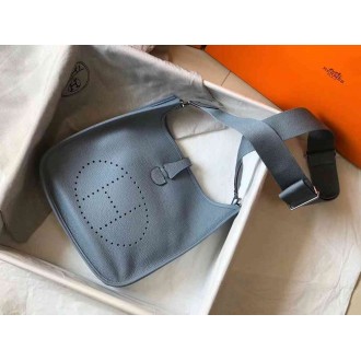 Hermes Evelyne III 29 Bag In Blue Lin Clemence Leather