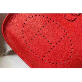 Hermes Evelyne III 29 Bag In Red Clemence Leather