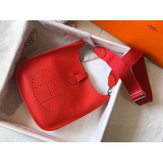 Hermes Evelyne III 29 Bag In Red Clemence Leather