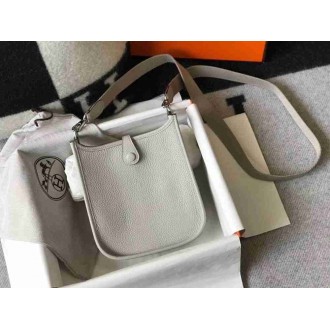 Hermes Evelyne III TPM Bag In Pearl Grey Clemence Leather