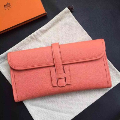 Hermes Flamingo Epsom Jige Elan 29 Clutch Bag