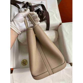 Hermes Garden Party 30 Handmade Bag in Gris Tourterelle Clemence Leather