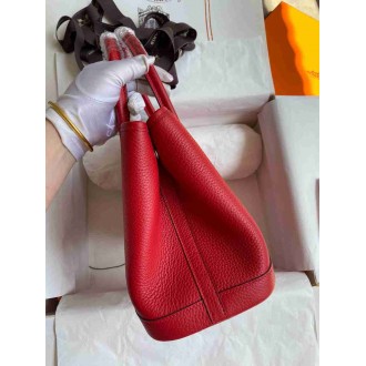 Hermes Garden Party 30 Handmade Bag in Red Clemence Leather