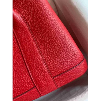 Hermes Garden Party 30 Handmade Bag in Red Clemence Leather