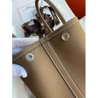 Hermes Garden Party 30 Handmade Bag in Taupe Negonda Leather
