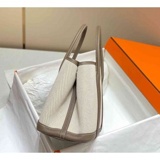 Hermes Garden Party 30cm Bag in Toile and Taupe Leather