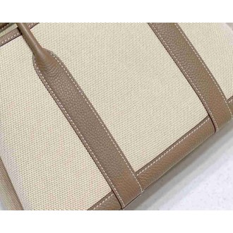 Hermes Garden Party 30cm Bag in Toile and Taupe Leather