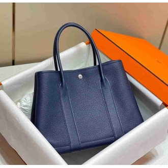 Hermes Garden Party 36 Bag In Blue Saphir Clemence Leather