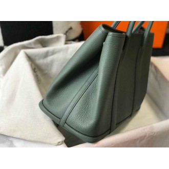Hermes Garden Party 36 Bag In Vert Amanda Clemence Leather