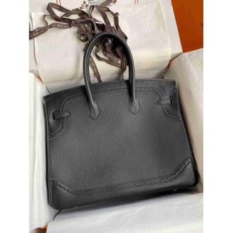Hermes Ghillies Birkin 35cm Limited-edition Bag In Black Calfskin