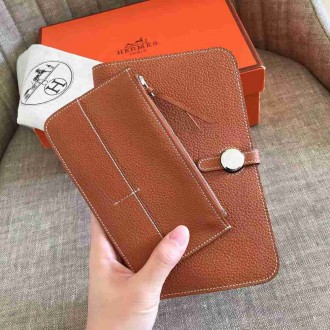 Hermes Gold Dogon Duo Combined Wallet