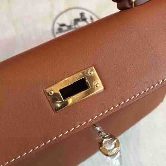Hermes Gold Swift Kelly Mini II Handmade Bag