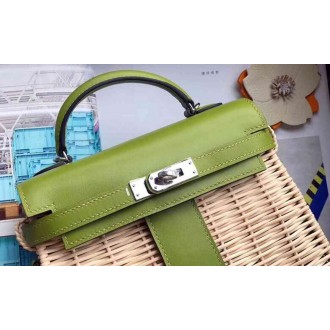 Hermes Green Picnic Kelly Mini 20cm Wicker Bag