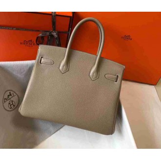 Hermes Grey Clemence Birkin 30cm Bag