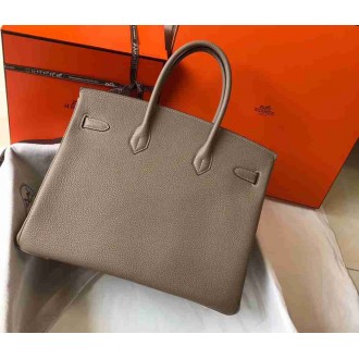 Hermes Grey Clemence Birkin 35cm Bag